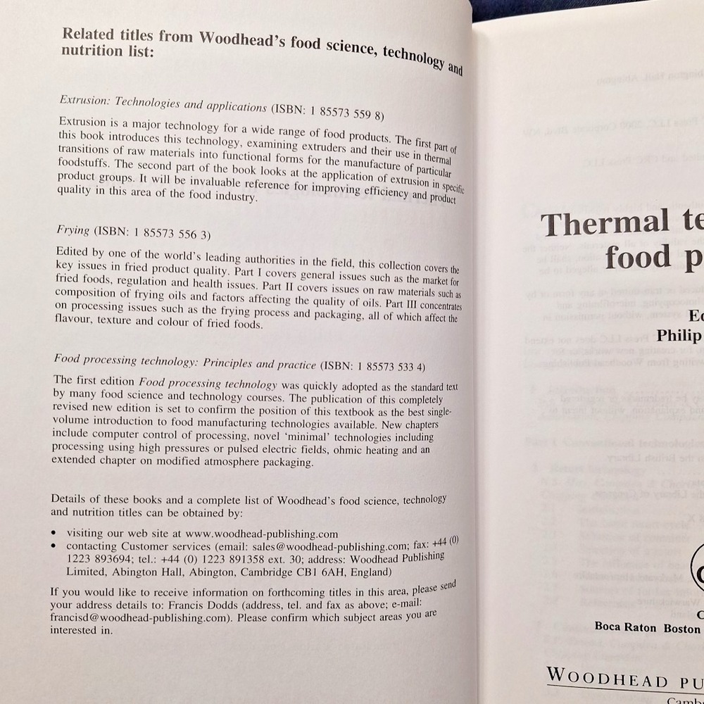 Thermal Technologies in Food Processing Richardson Hardback Woodhead Publishing - Picture 7 of 15